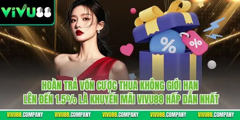 Hoàn trả vốn cược thua không giới hạn lên đến 1.5% là khuyến mãi Vivu88 hấp dẫn nhất